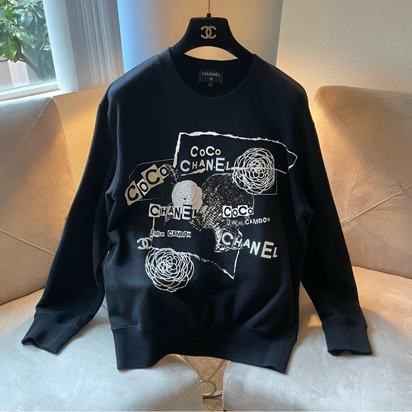 CHANEL 20P Coco Signature Camellia Sweatshirt L - Picture 3 of 12